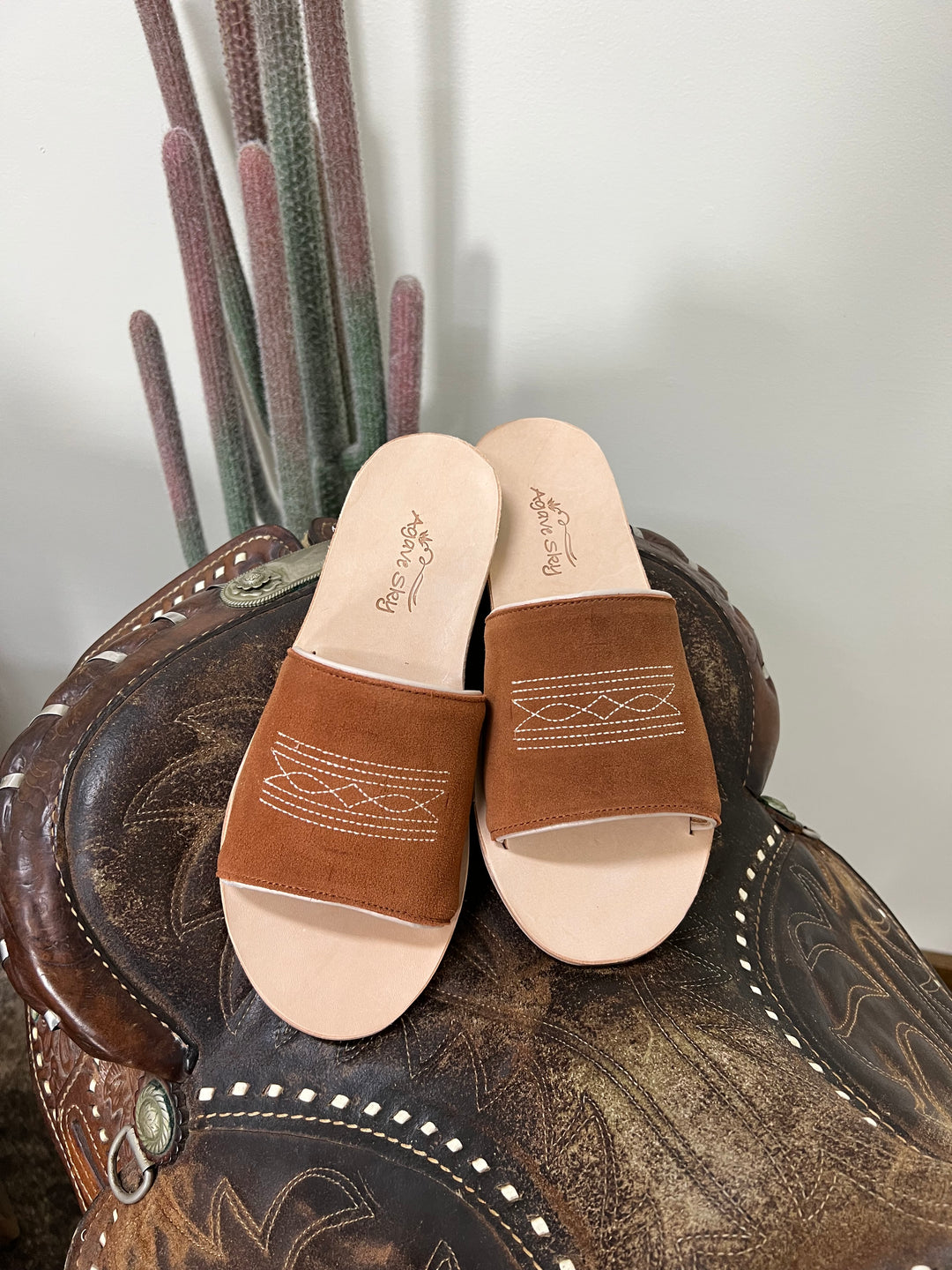 Nadia Rust Suede Out Sandals