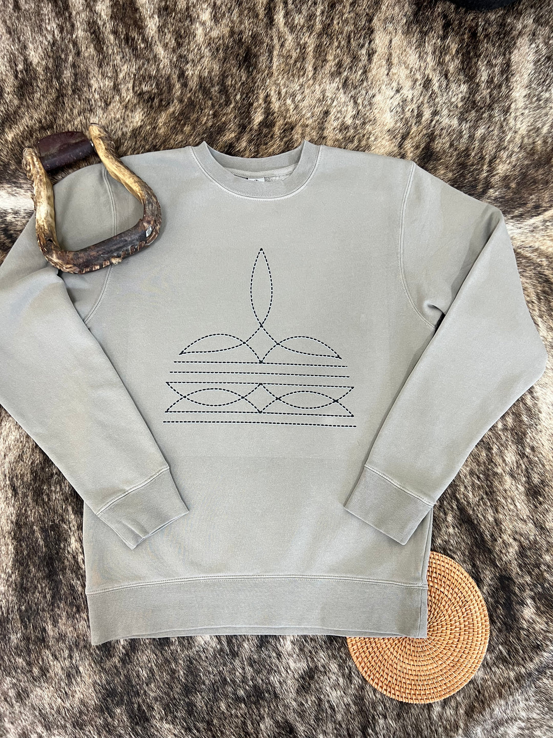 Boot Stitch Crewneck-Concrete