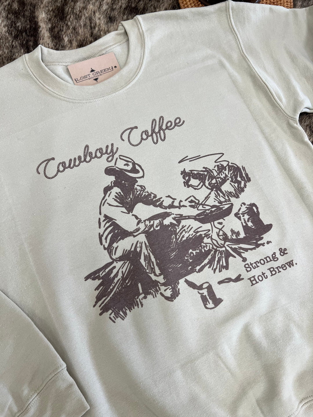 Cowboy Coffee Crewneck-Sand