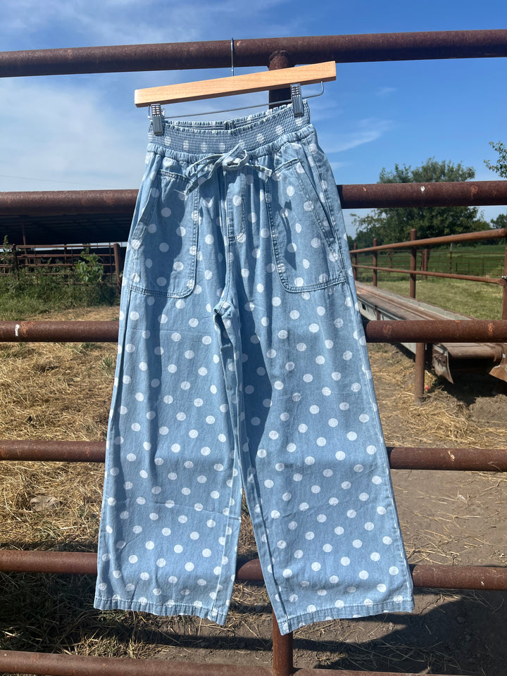 Denim Polka Dot Pants