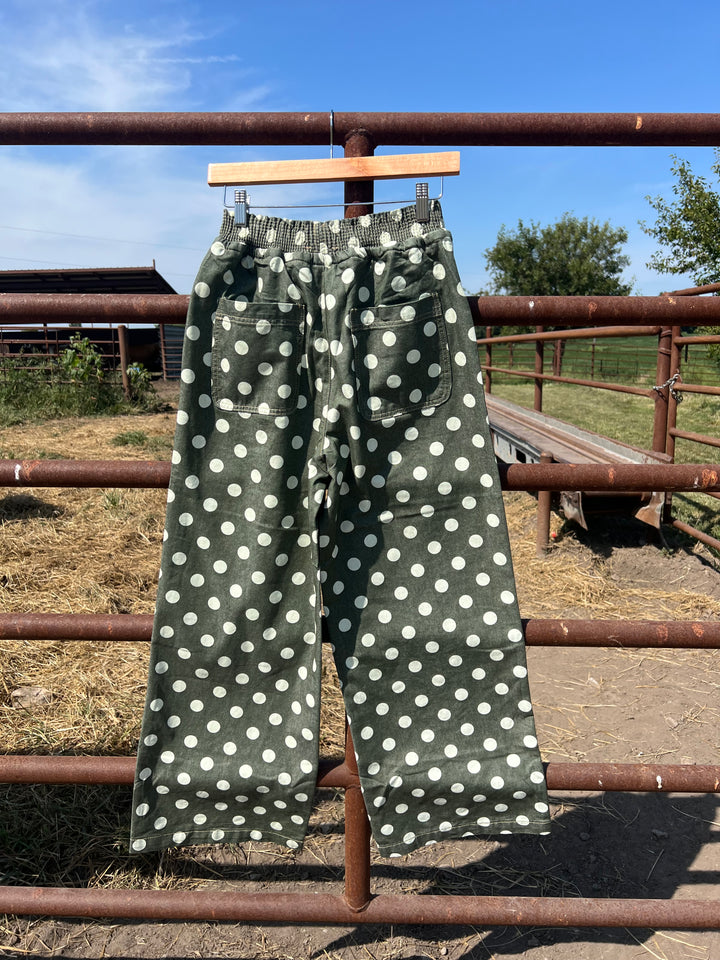 Olive  Polka Dot Pants
