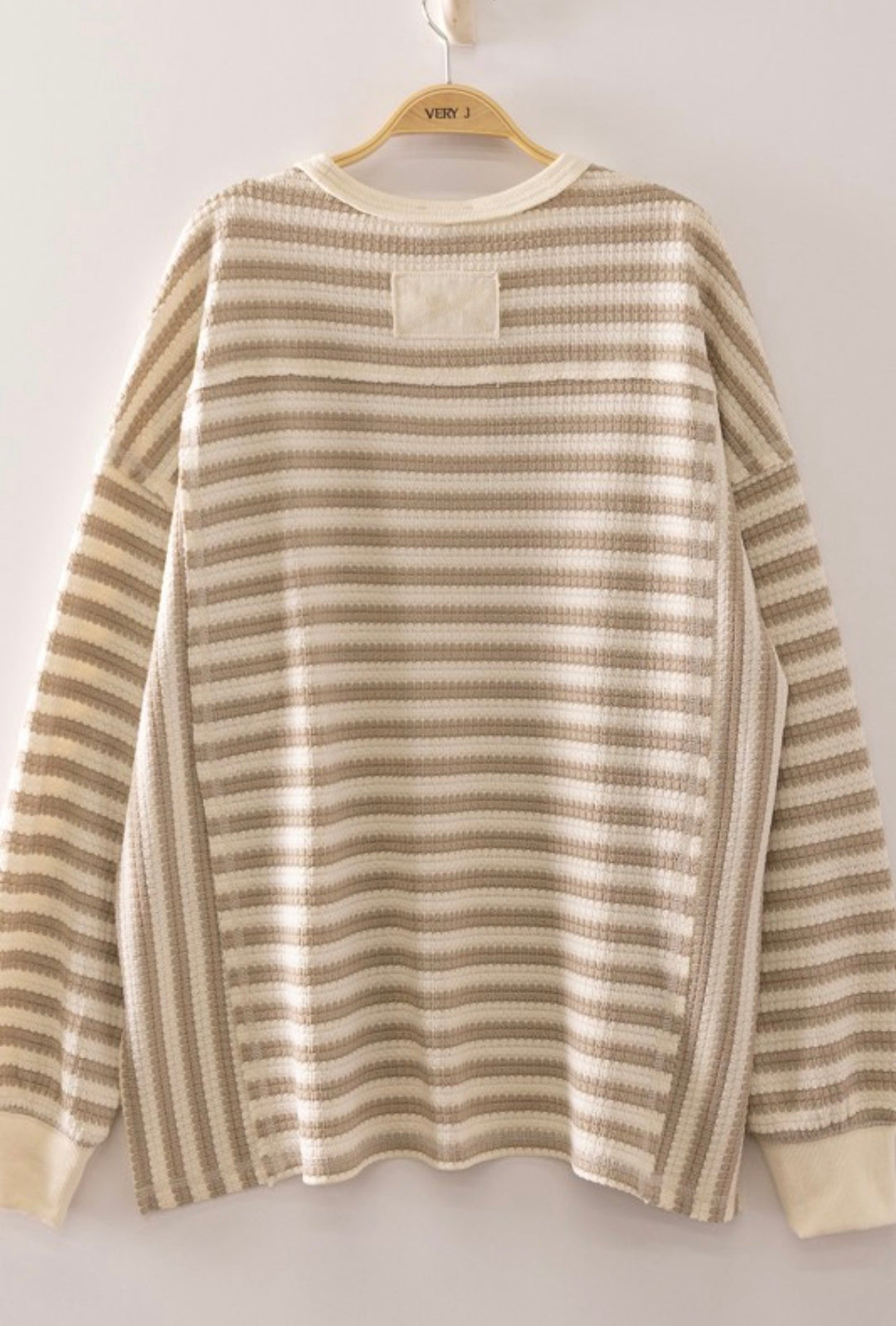 Taupe Stripe Waffle Knit Longsleeve
