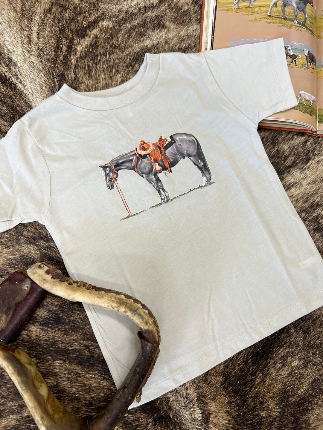 Gray Cow Pony Toddler Tee