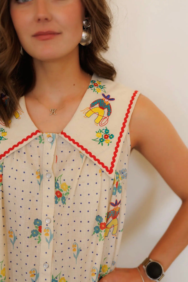 Vintage Cowboy Polka Dot Dress