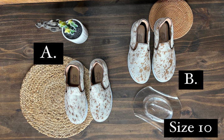 Utah Cowhide Slip Ons- Red Chocolate