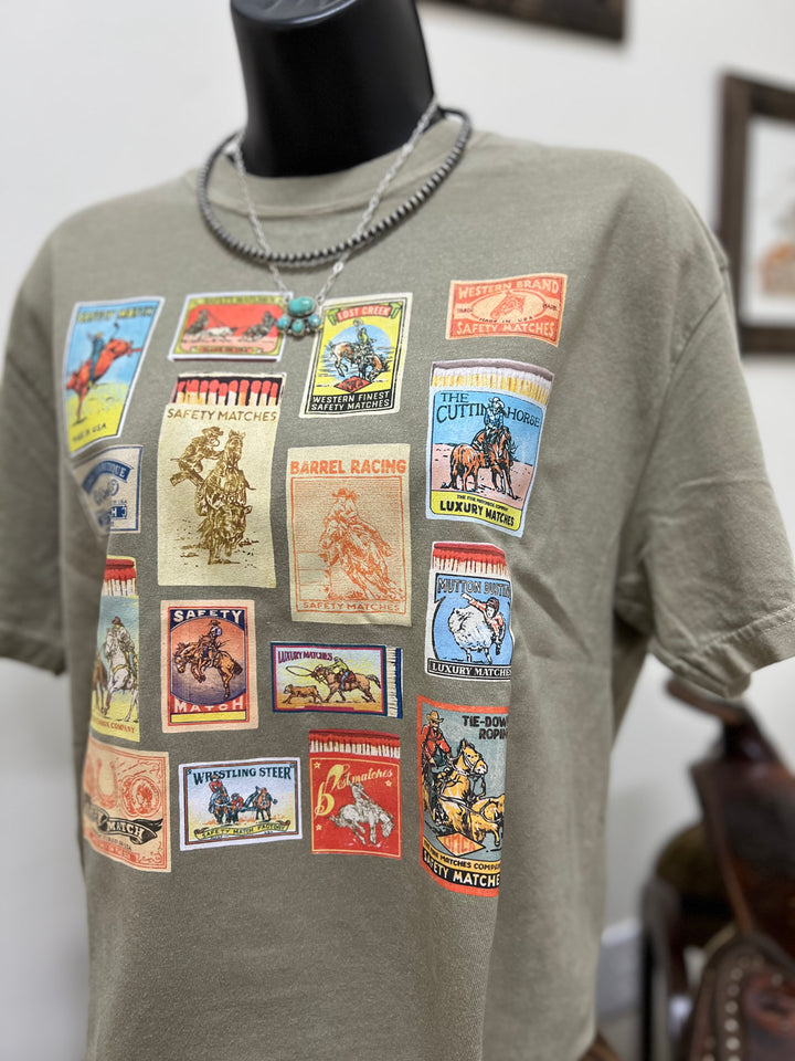 Rodeo Event Matchbook T-Shirt-Khaki