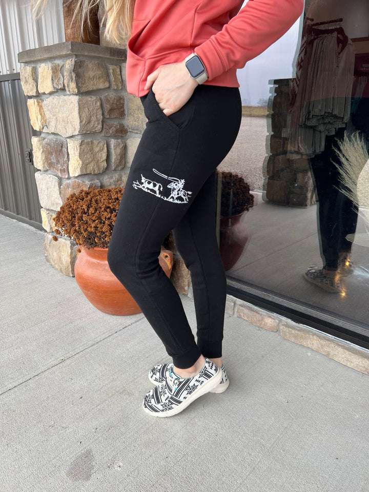 Cowboy Roper Joggers-Black