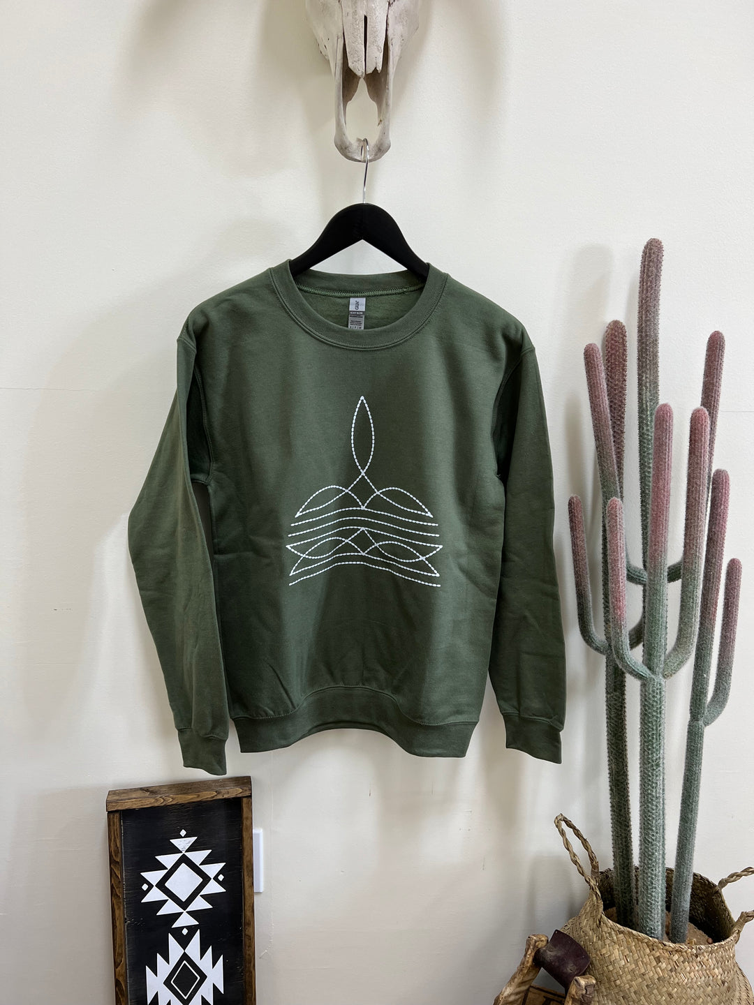 Boot Stitch Crewneck-Olive
