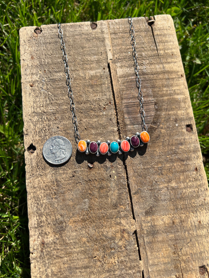 Multi Stone Bar Necklace