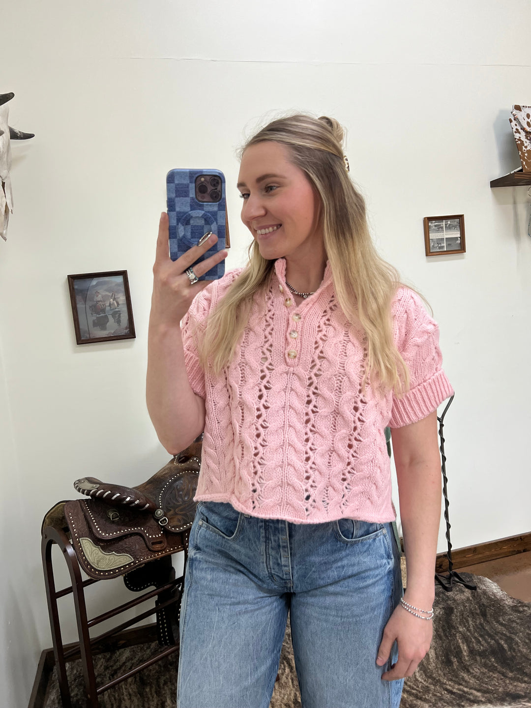 The Claire Sweater Top-Pink