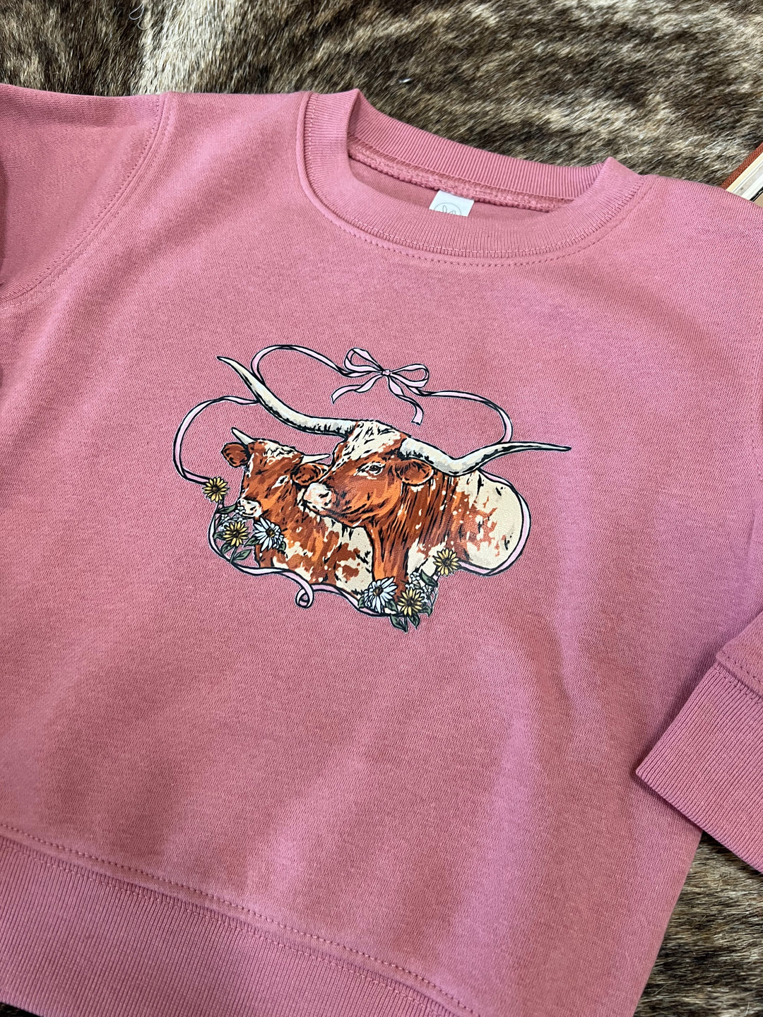 Longhorn Couture Toddler Crewneck- Mauve