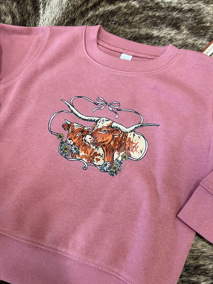 Longhorn Couture Toddler Crewneck- Mauve