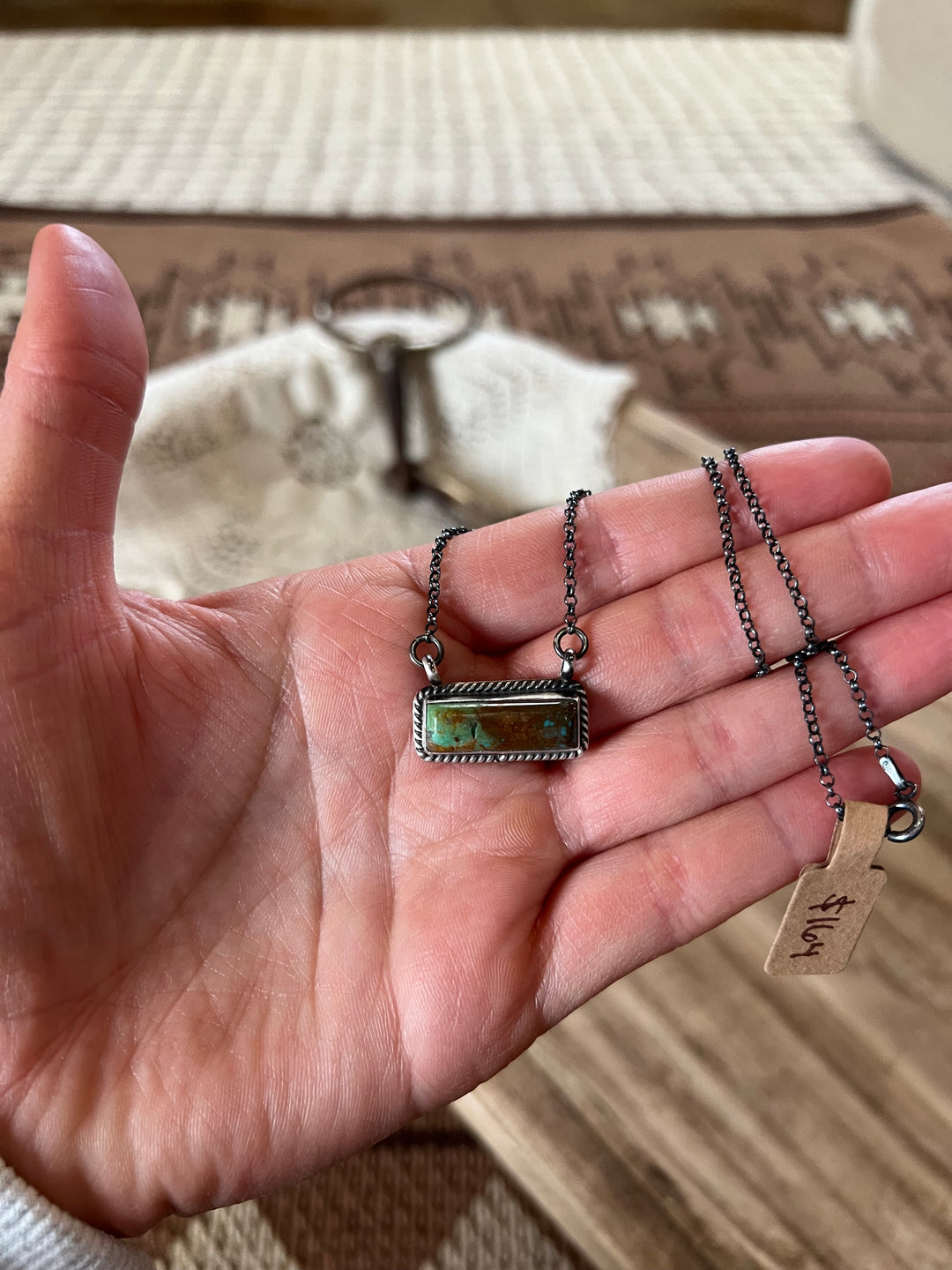 Kingman Turquoise Bar Necklace