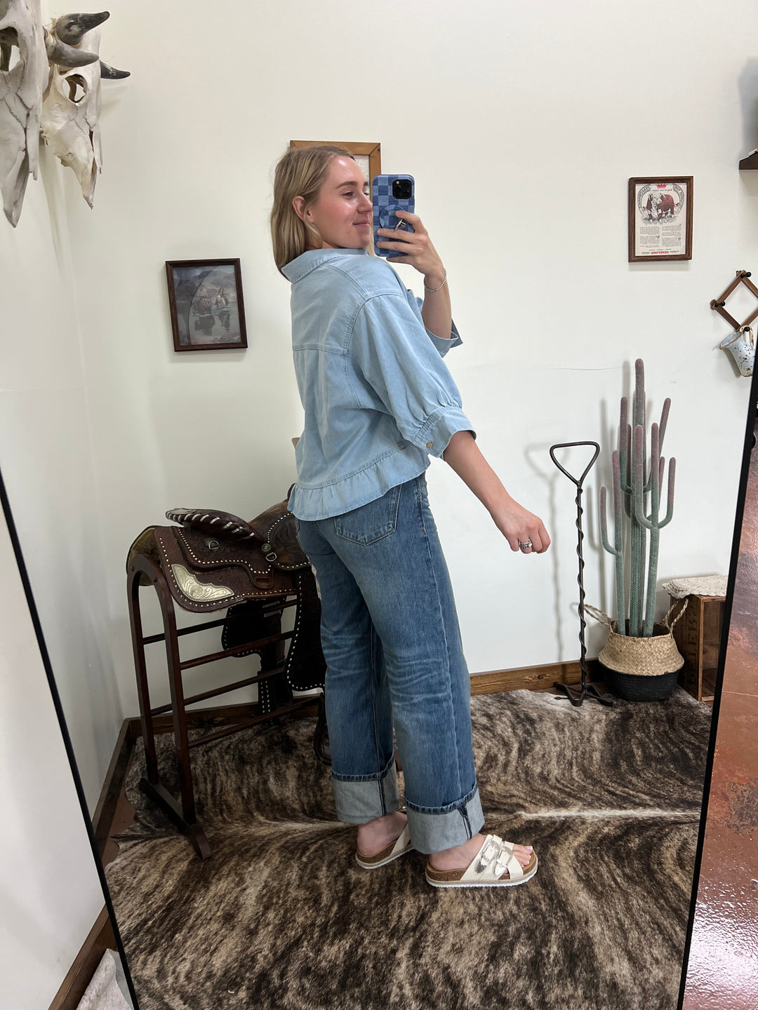 The Austin Washed Denim Top