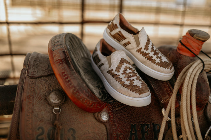 Dakota Leather Weaved Tennis Shoes{SIZE 6 ONLY}