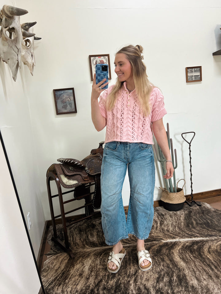 The Claire Sweater Top-Pink