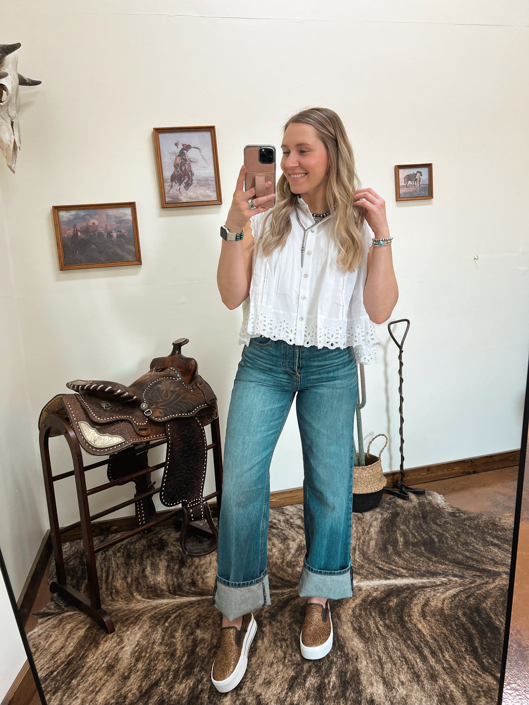 Cottage Grace Eyelet Tank