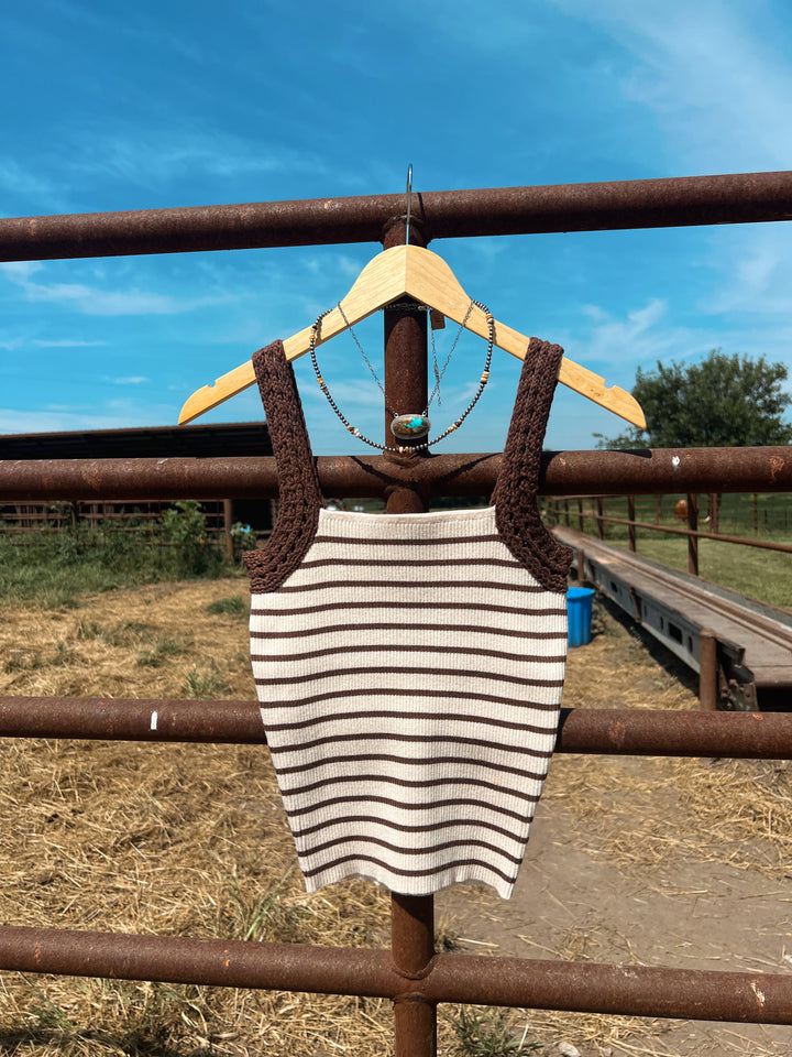 Mocha Stripe Knit Tank