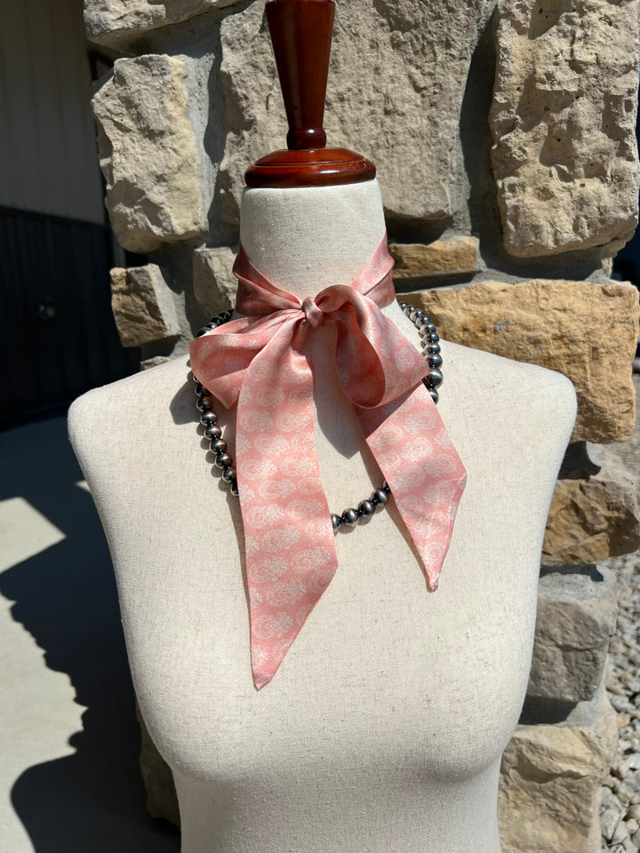 Pink Horse Shoe Paisley Twilly