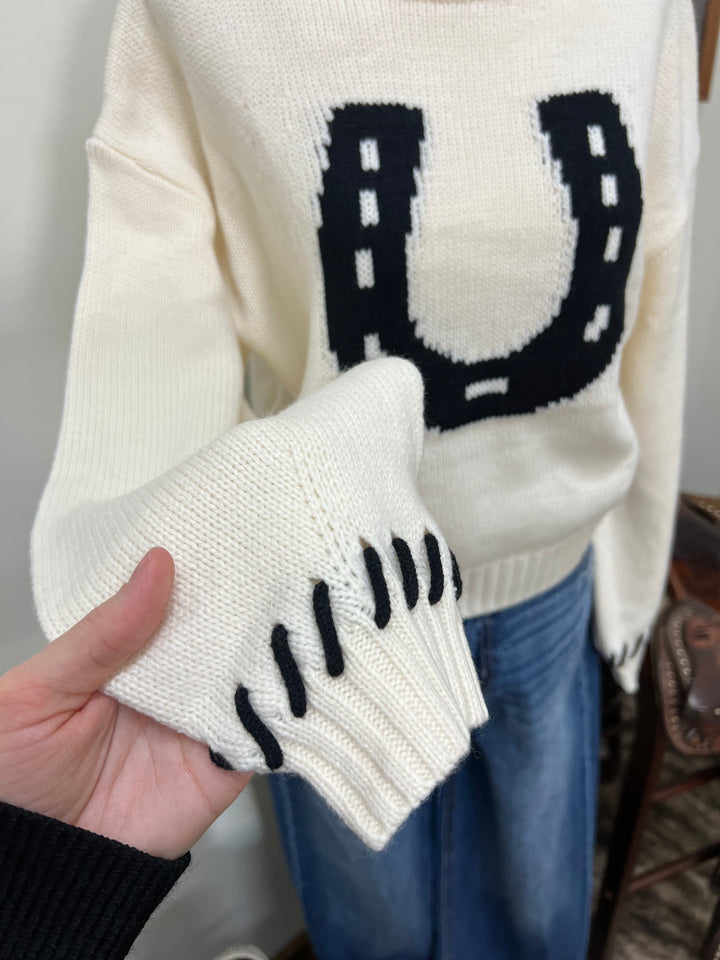 Horseshoe Crop Knit Sweater