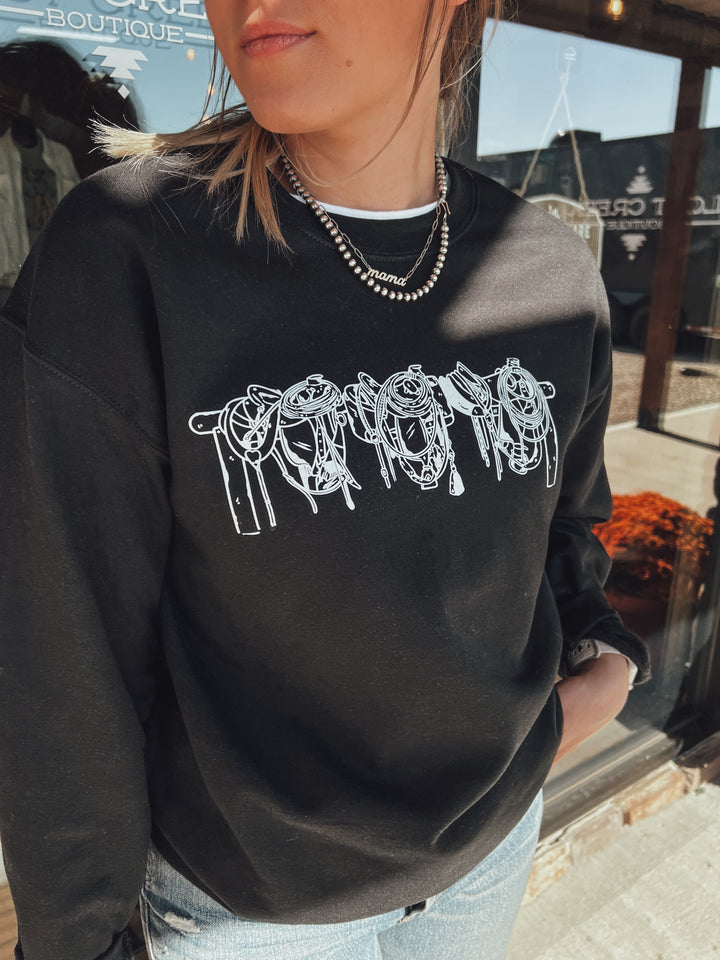 3 Amigo Saddles B&W Crewneck