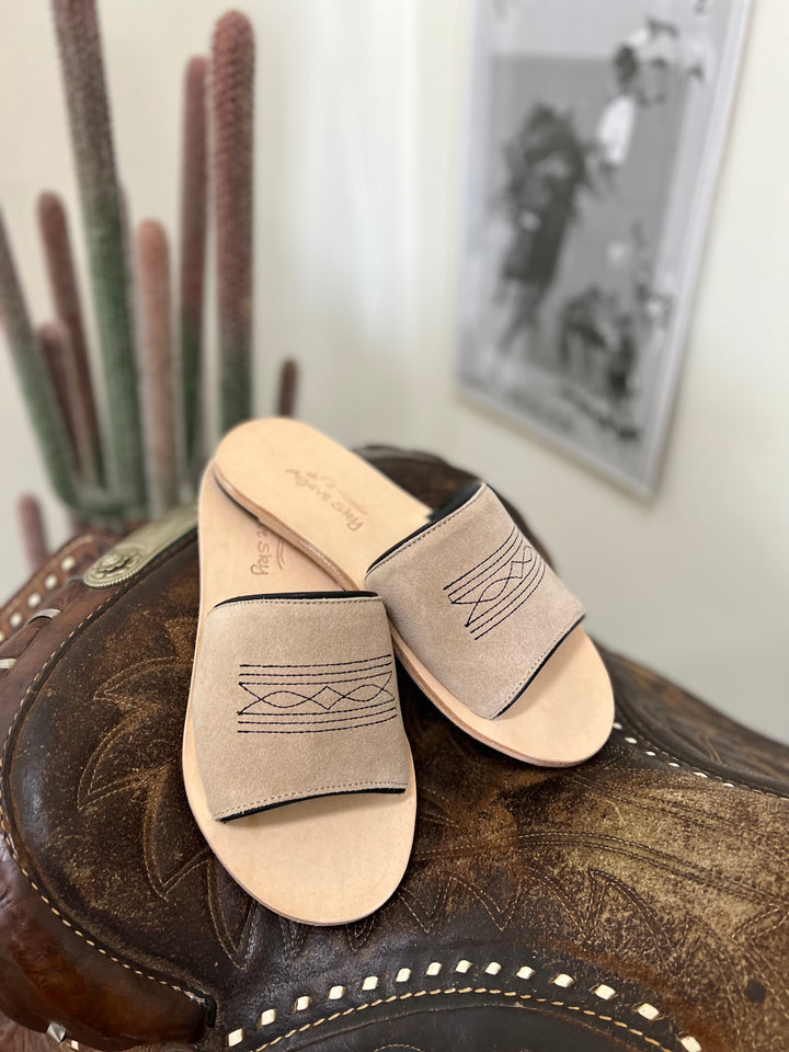 Nadia Tan Suede Out Sandals