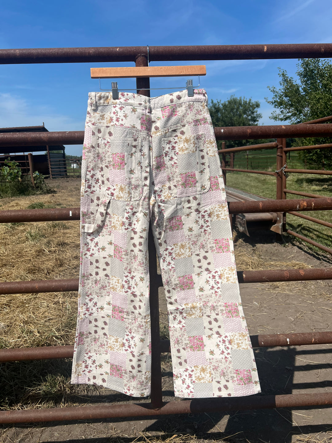 Fall Patchwork Floral Wide Leg Pants