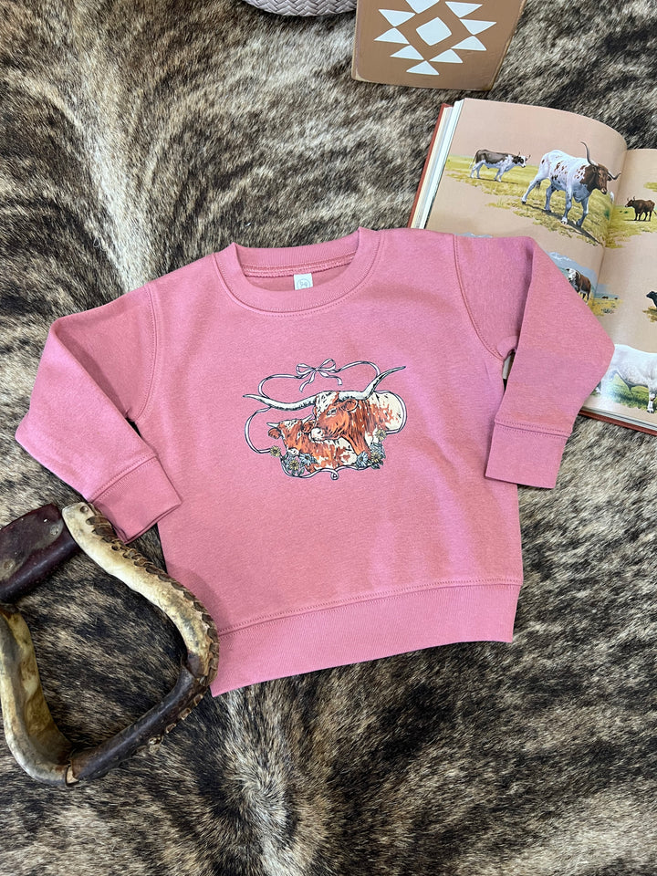 Longhorn Couture Toddler Crewneck- Mauve