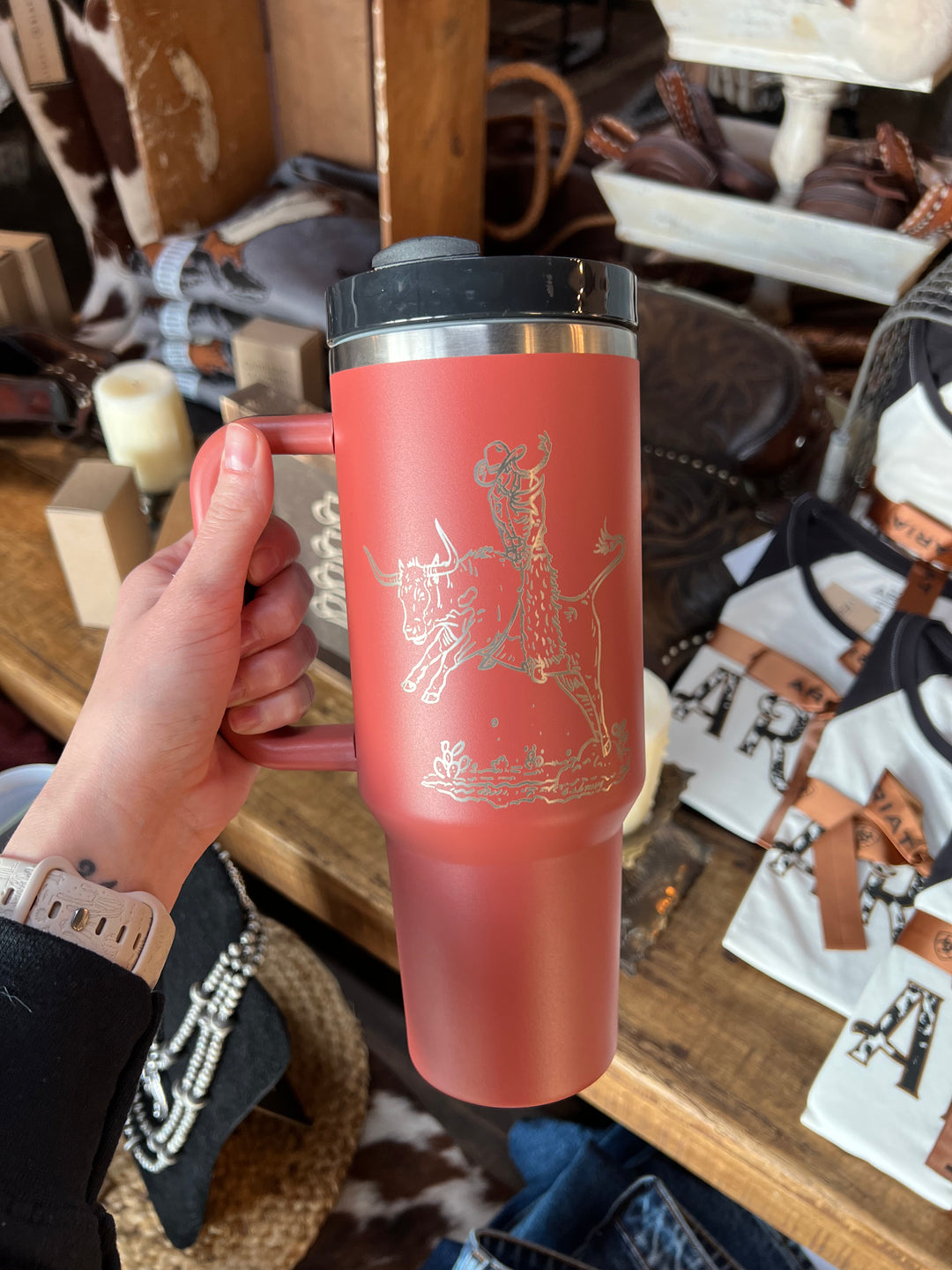 Rowdy CowGirl Tumbler- Rust