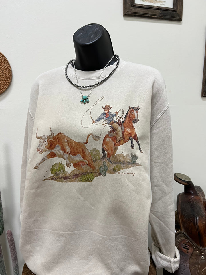 Wild Cow Catcher Crewneck-Natural