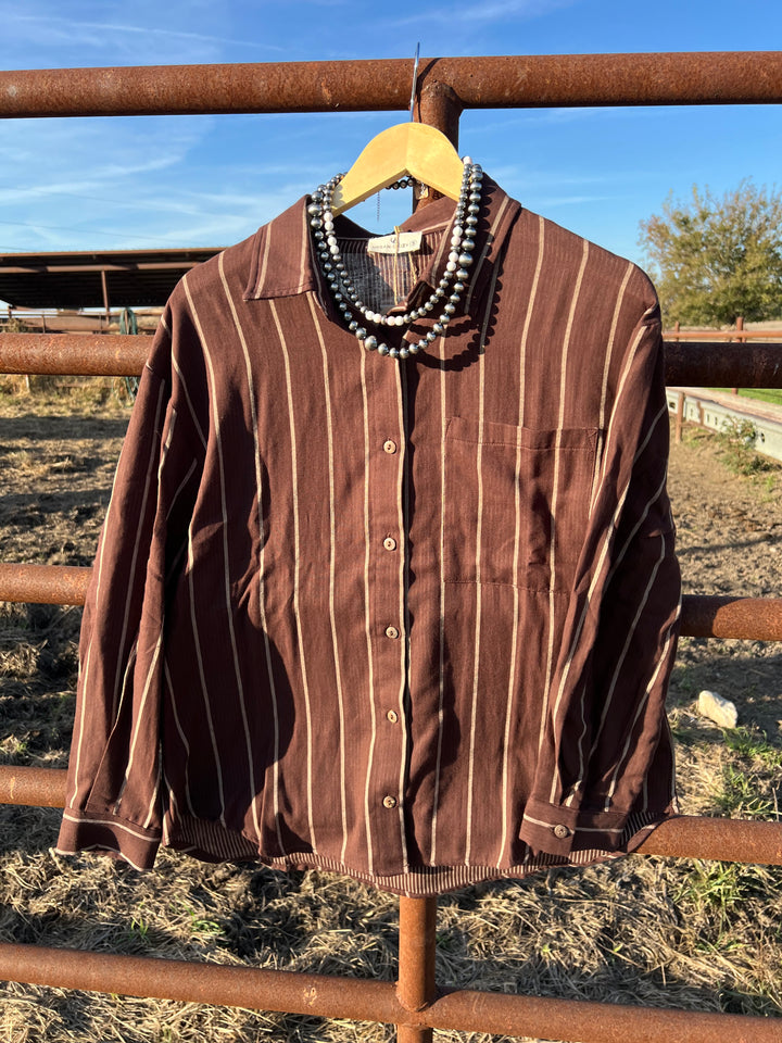 Brown Stripe Button-Up