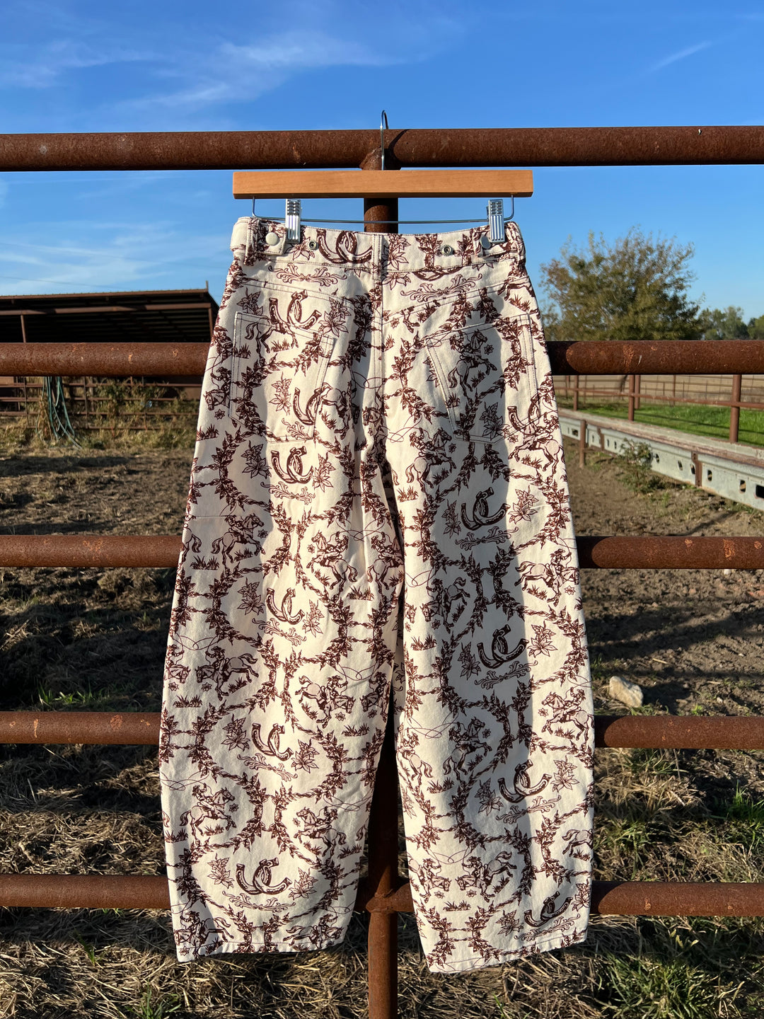 Western Brown Toile Barrel Jeans