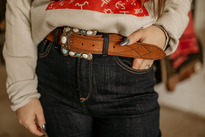 Desert Tan Rough Out Leather Belt