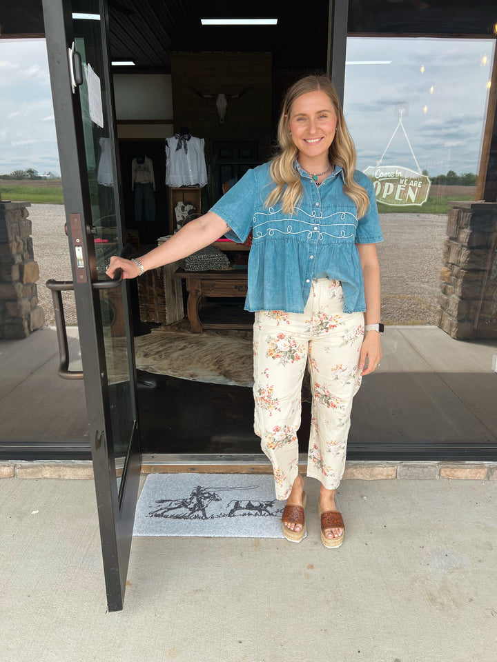 Floral Barrel Jeans
