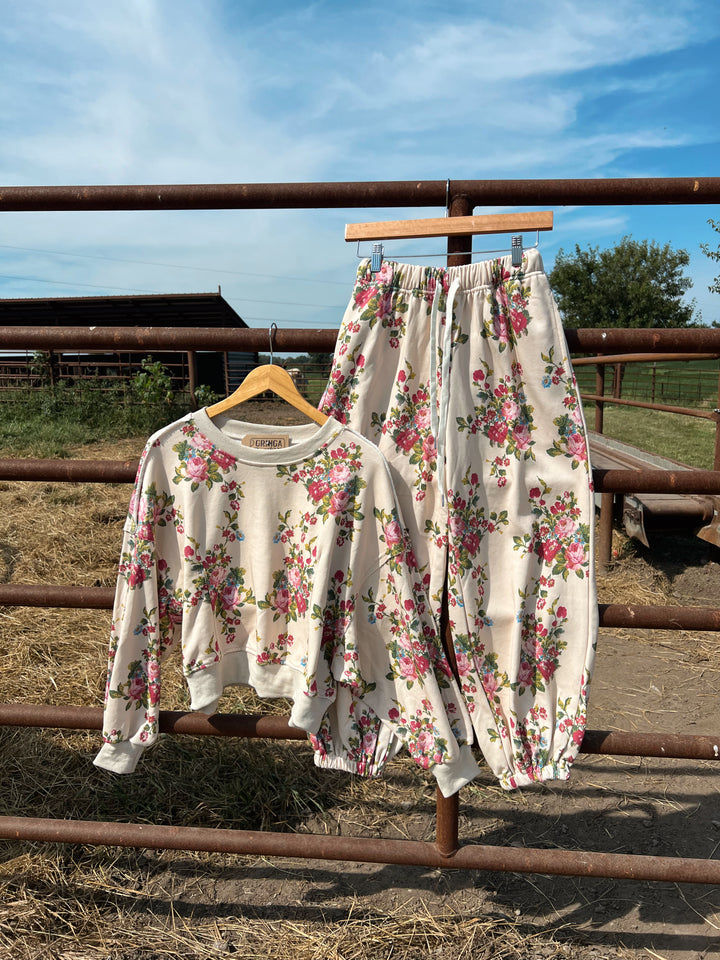 Ivory Floral Sweat Set