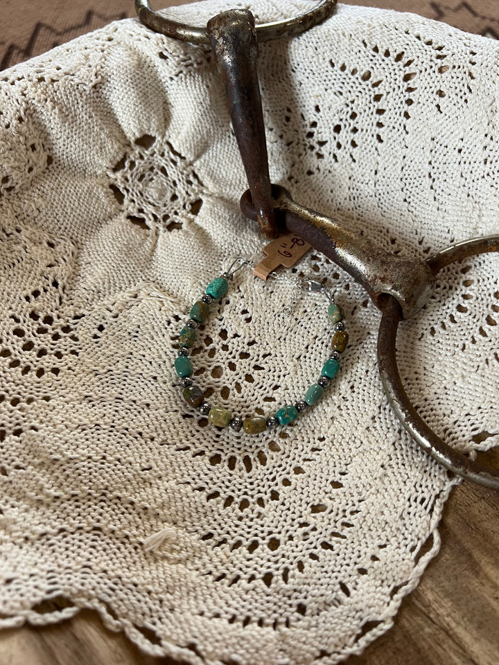 Turquoise & Sterling Silver Pearl Bracelet