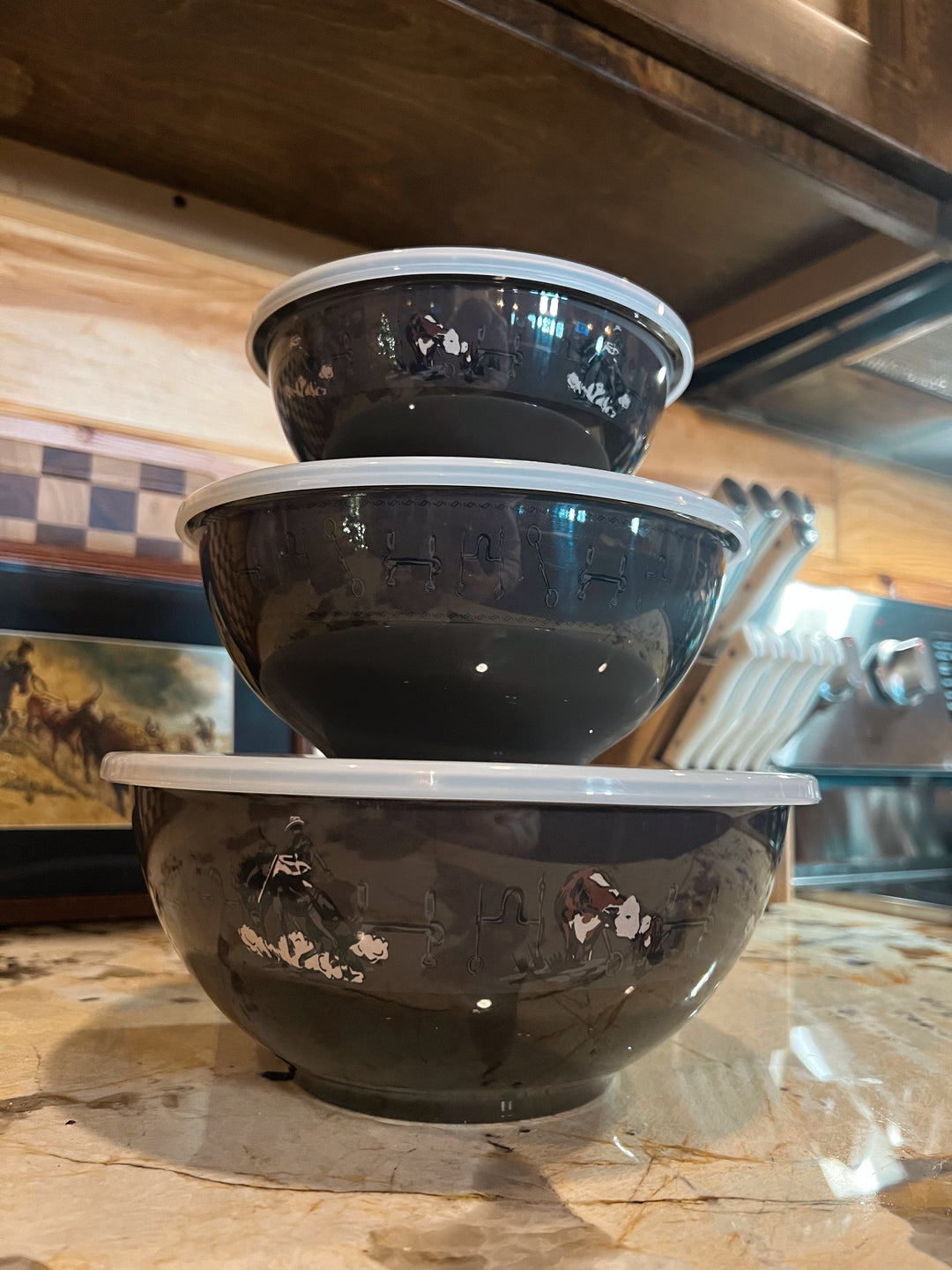 Hereford/Bucking Horse  3PC Bowl Set
