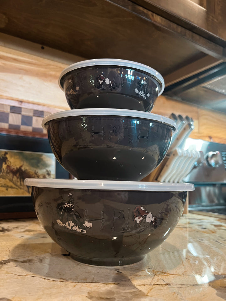 Hereford/Bucking Horse  3PC Bowl Set