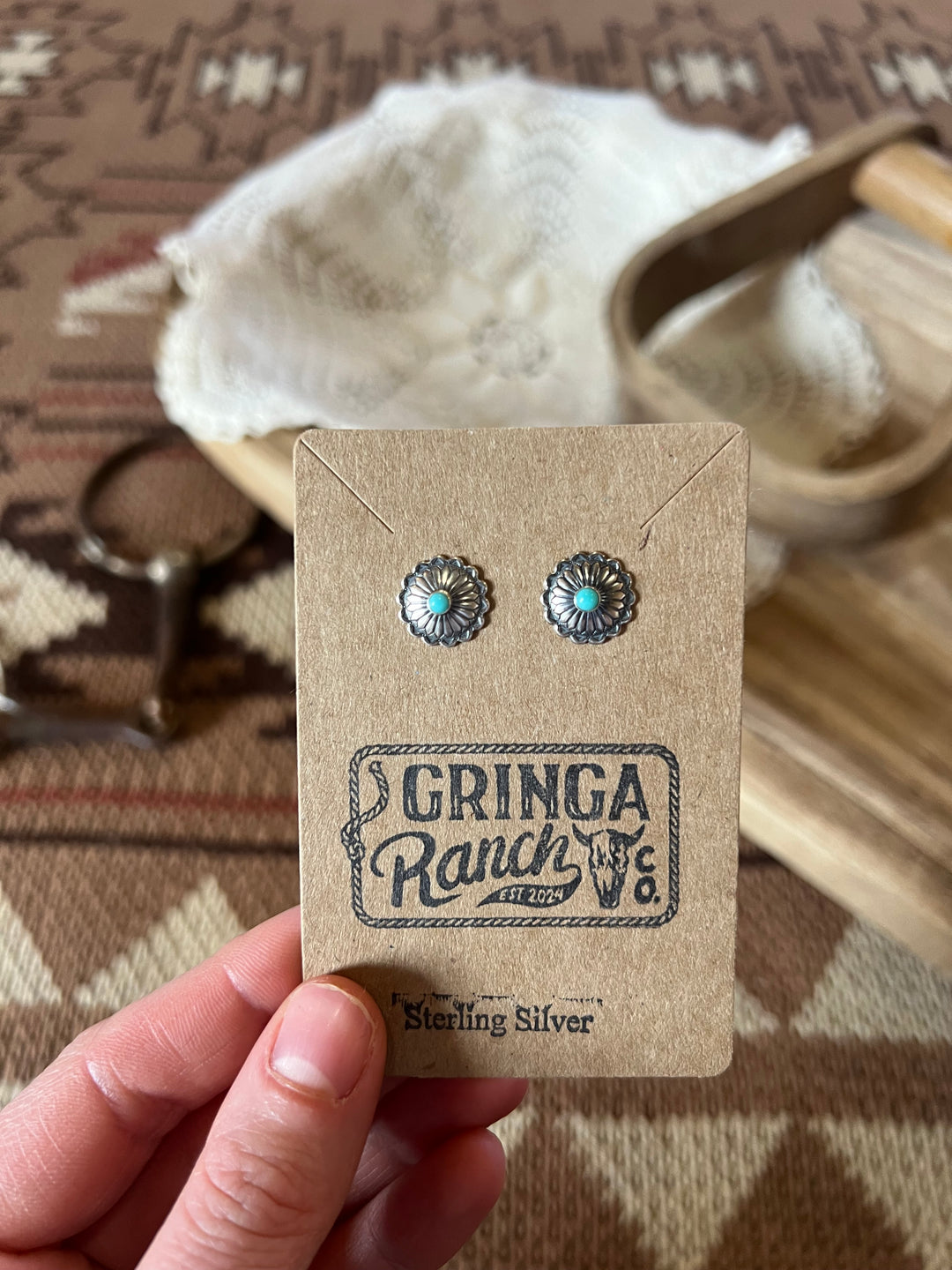Dainty Concho Turquoise Earrings