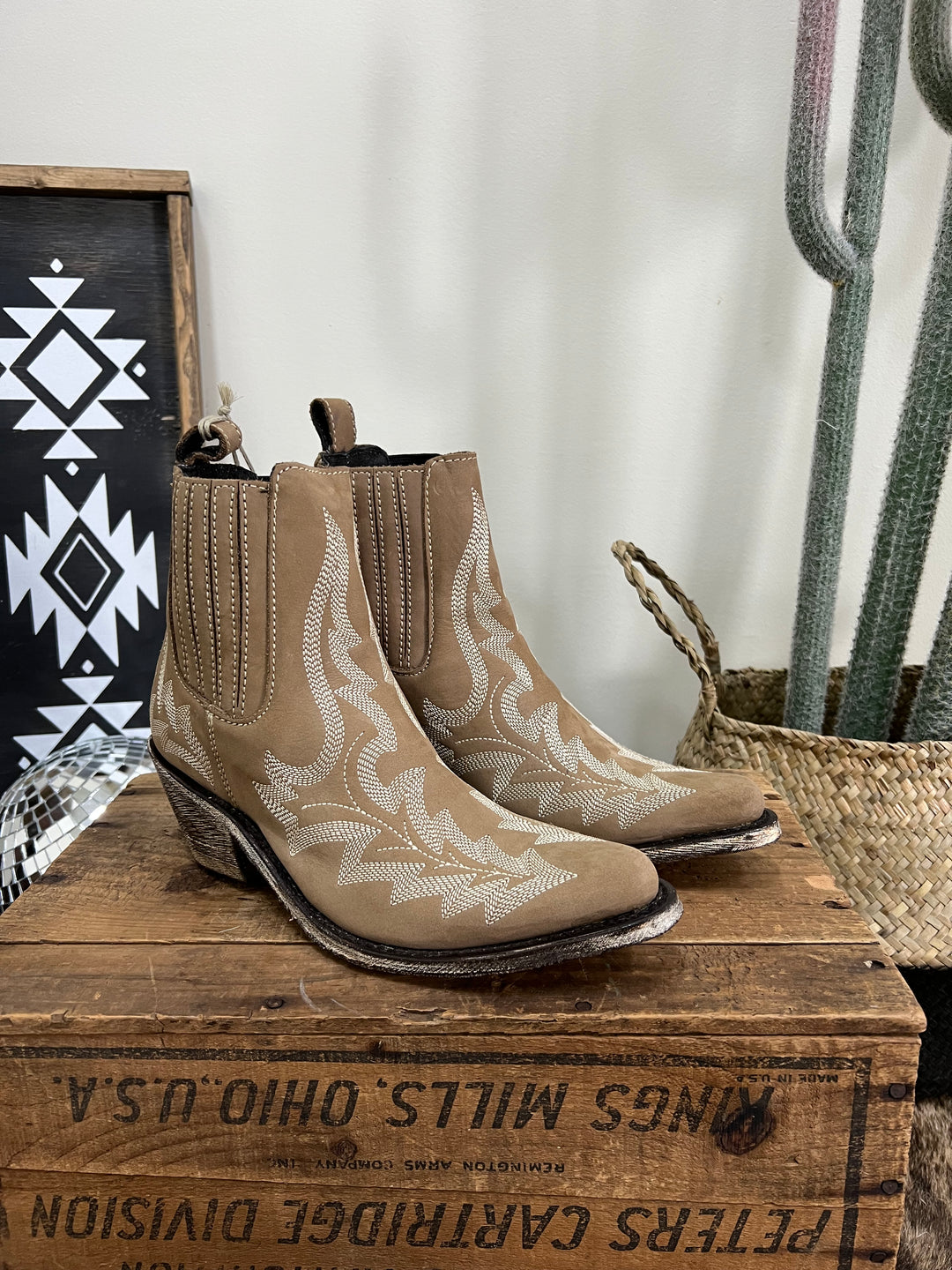 Simone Taupe Booties- Liberty Black{SIZE 6.5}