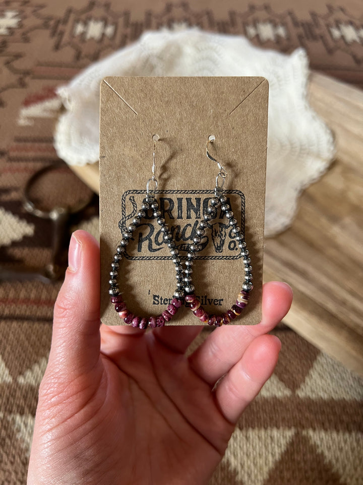 Sterling Pearl & Purple Spiny Earrings
