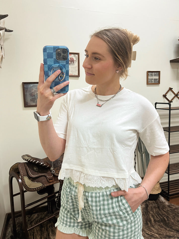 Eyelet Hem Boxy Tee