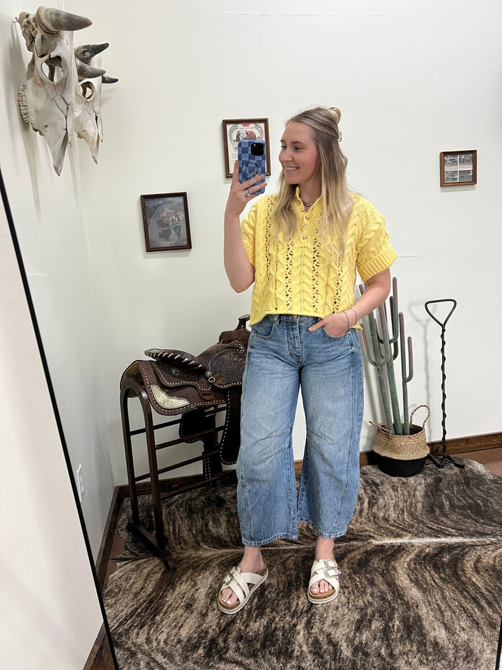 The Claire Sweater Top-Lemon