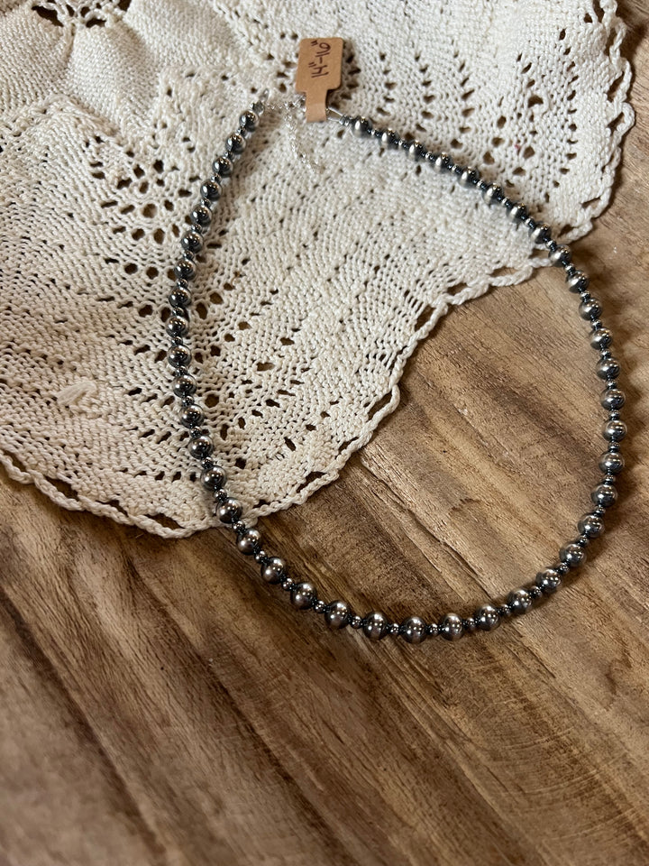 3mm & 6mm Sterling Silver Pearl Necklace