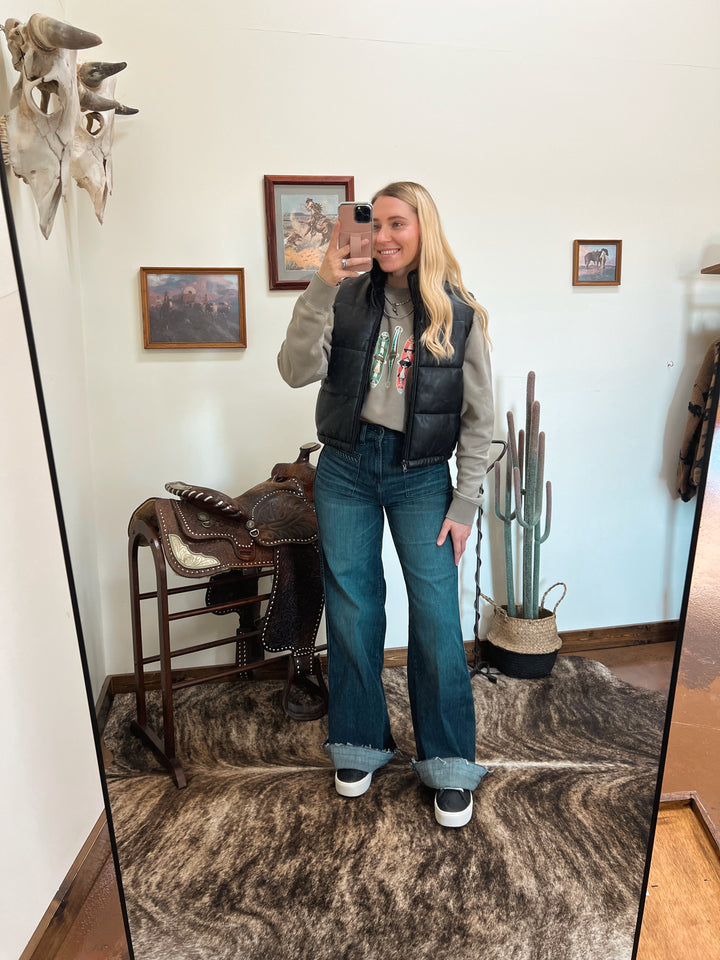 Ariat: Black Leather Puffer Vest