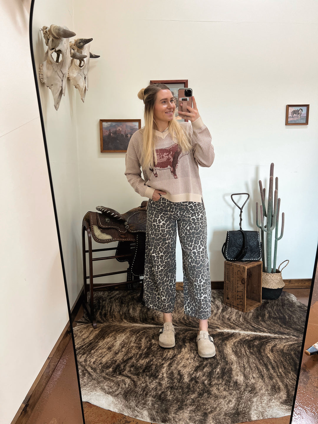 The Ellie Leopard Barrel Jeans
