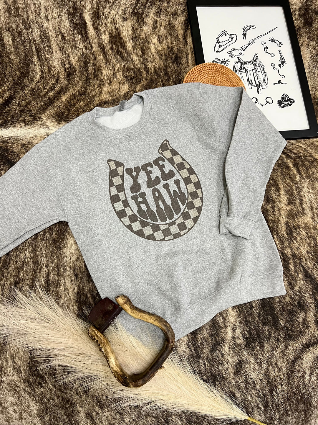 Checker YEE HAW Crewneck