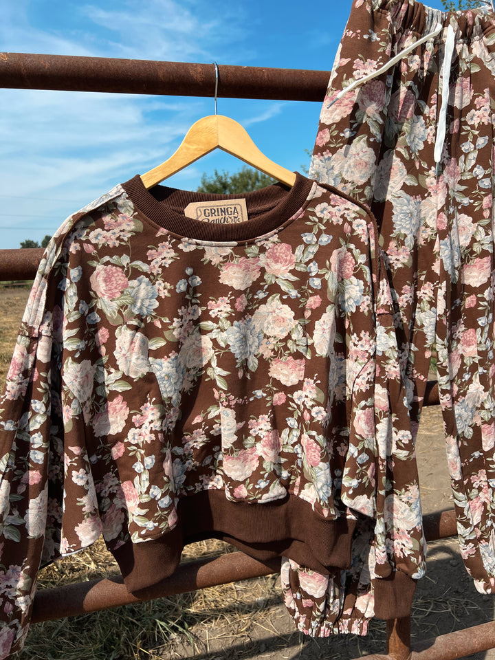 Mocha Floral Sweat Set