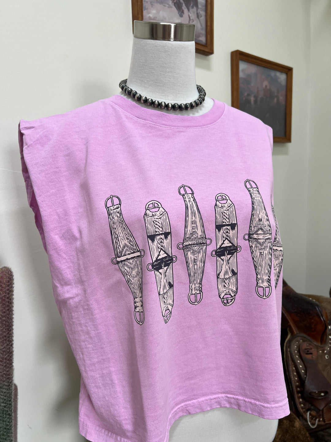 Cinch Em Muscle Tank-Pale Fuchsia