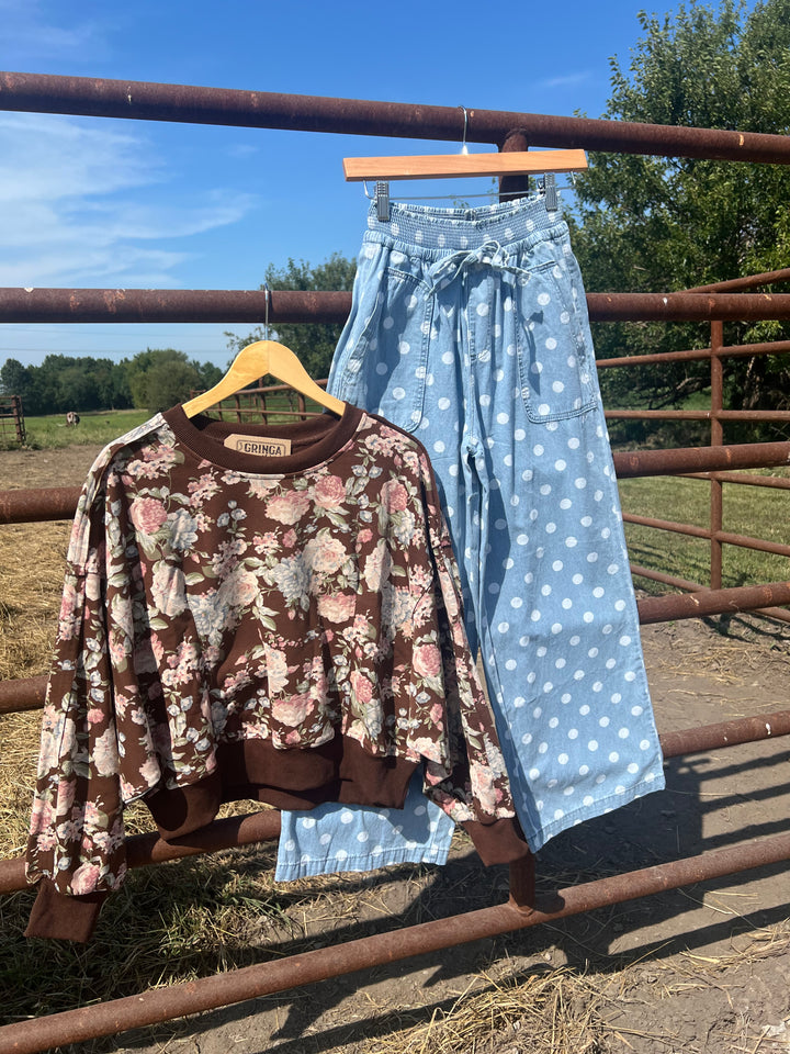 Denim Polka Dot Pants